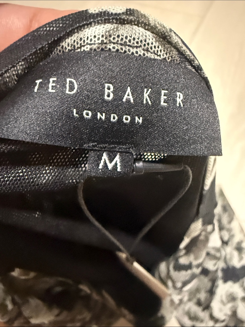 Ted Baker London Rich Black Sheer Floral Velvet Snowfall Long-Sleeve Mesh Top - Picture 4 of 10